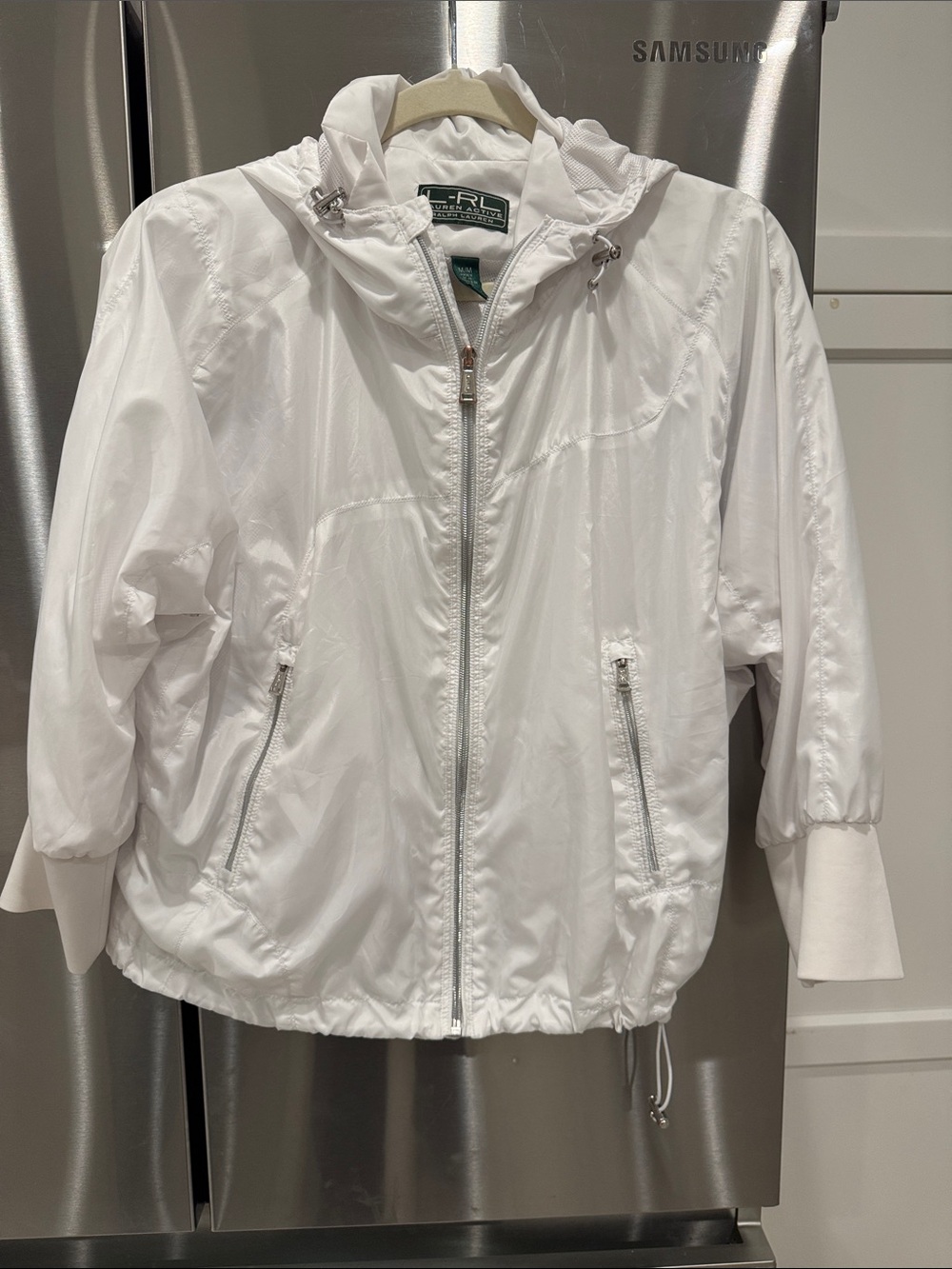 Ralph Lauren White Hooded Bomber Windbreaker Zip Up Jacket